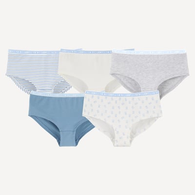 Lote de 5 shorties lisas, às riscas e estampado com ursinhos LA REDOUTE COLLECTIONS