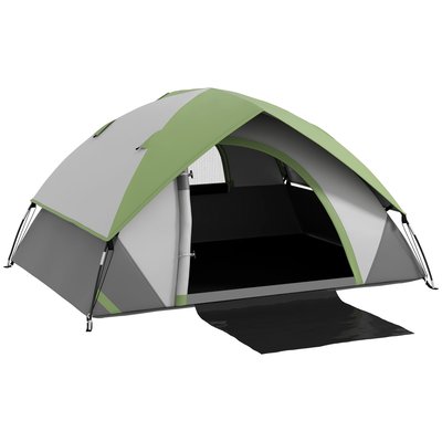 Tente de camping 2 personnes tapis de sol sac transport vert gris OUTSUNNY