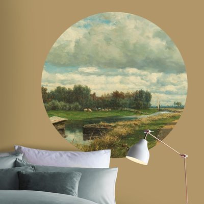 Sticker adhésif décoratif rond Paysage de Hollande ART FOR THE HOME