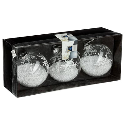 Boule Noël verre neige X 3 D.8 cm FEERIC LIGHTS & CHRISTMAS