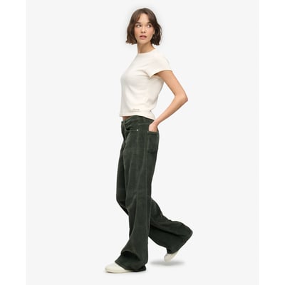 Pantalon en Velours Côtelé Large Taille Moyenne SUPERDRY