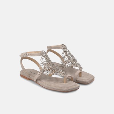 Sandales plates en cuir avec strass et boucle ALMA EN PENA