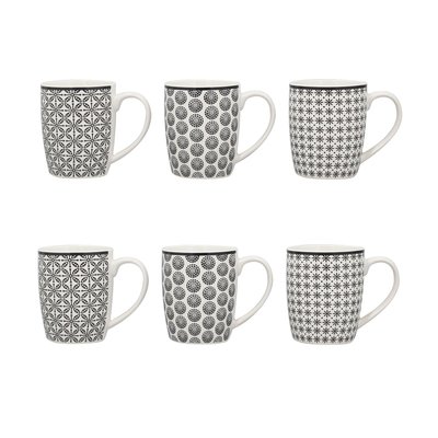Lot de 6 mugs en porcelaine 32cl, GRAPHIK NOVASTYL