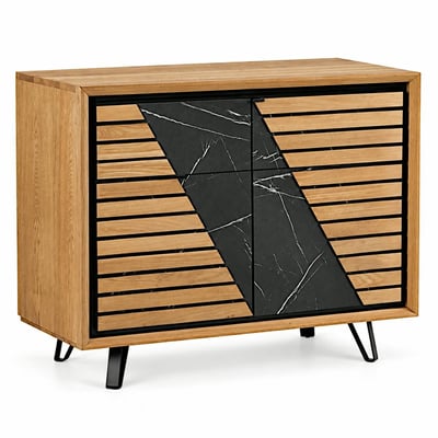 Petit buffet design en bois de chêne finition miel ESSEN PIER IMPORT