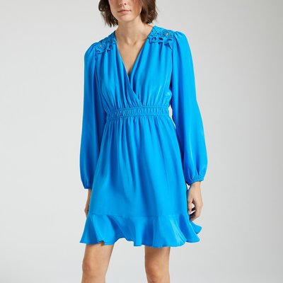 Robe courte manches longues, broderie épaule CLODY SUNCOO