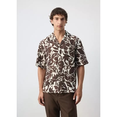 Chemise coton imprimée col bowling MANGO MAN