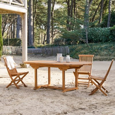 Table de jardin ovale en acacia massif à rallonge 6/8 pers. CAPRI TIKAMOON