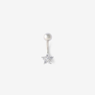 Piercing nombril fleur en acier inoxydable avec strass de zirconium BALABOOSTE