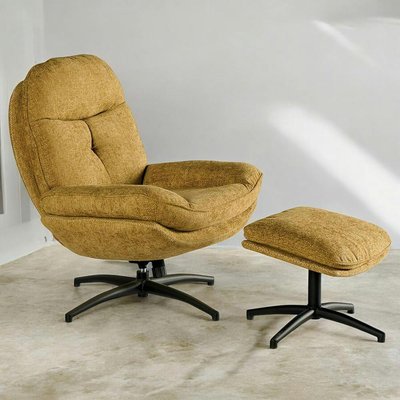 Fauteuil détente pivotant moutarde avec repose pieds IENA PIER IMPORT