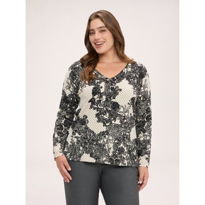 Pull col V avec imprimé dentelle FIORELLA RUBINO