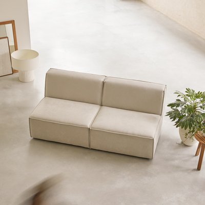 Canapé droit modulable en tissu beige, 2 places DARIO TIKAMOON