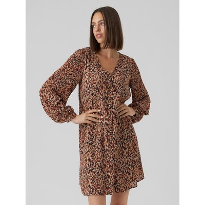 Robe courte imprimée, col V VERO MODA