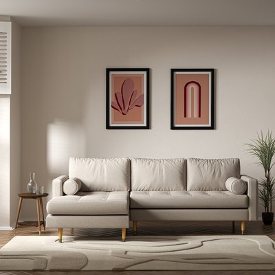 Coco Mid-Century Soft Brushed Chaise - Left facing with Natural Wood Legs SO'HOME
