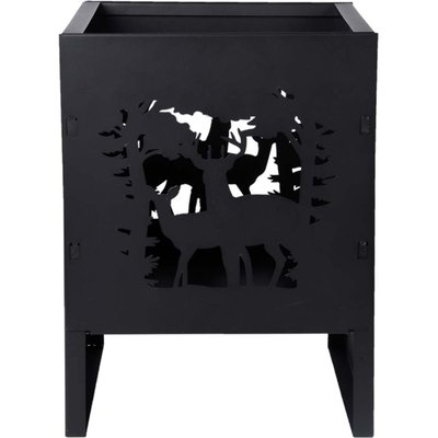 Brasero en acier découpe laser Cerfs Carré FANCY FLAMES