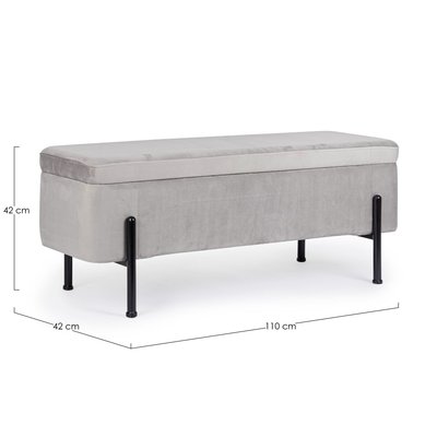 Banc coffre 2 places en velours et piétement noir - NINA HELLIN, DEPUIS 1862