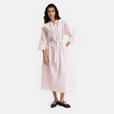 Robe longue rayée en coton lin, manches 3/4 LA REDOUTE COLLECTIONS