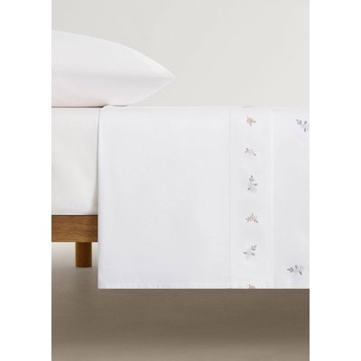 Drap plat enfant percale de coton fleur brodée lit 90 cm MANGO HOME