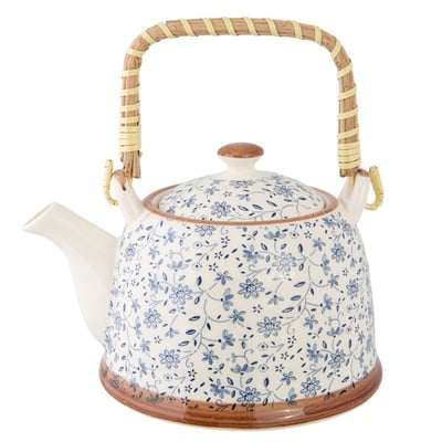 Théière avec filtre en céramique bleue et blanche fleurs 700ml WADIGA