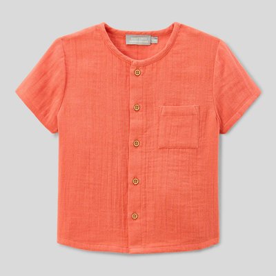 Chemise manches courtes col mao en coton BIO GOTS BOUT'CHOU
