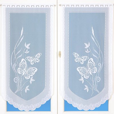 Paire de petits voilages en dentelle motifs papillons HOME MAISON
