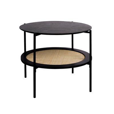 Table basse ronde effet bois et cannage double plateau MANADO SWEEEK