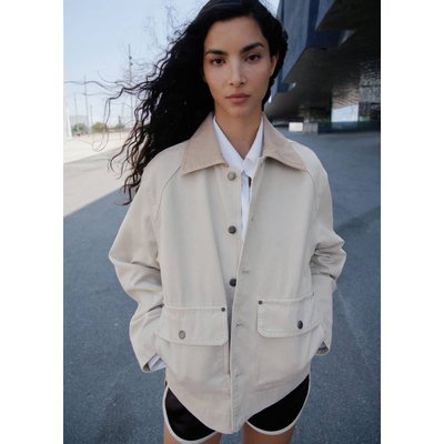 Parka en jean col contrasté MANGO