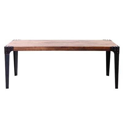 Table à manger industrielle rectangulaire acier et bois manguier massif L200 cm MADISON MILIBOO