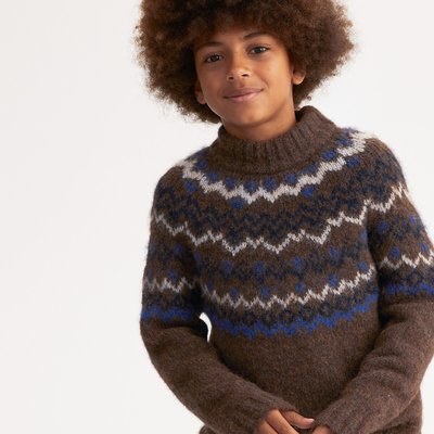 Pull col rond en grosse maille jacquard LA REDOUTE COLLECTIONS