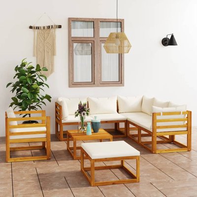 Salon de jardin 8 pcs en acacia avec coussin HOME MAISON