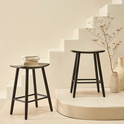 Lot de 2 tabourets en teck massif noirs 65 cm  AMBRE BERAH GETAH