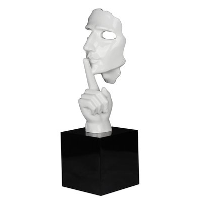 Sculpture "En Secreto" visage et main blanc sur socle H57cm PIER IMPORT