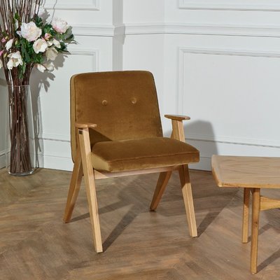 Fauteuil en chêne et velours BILLY ROBIN DES BOIS
