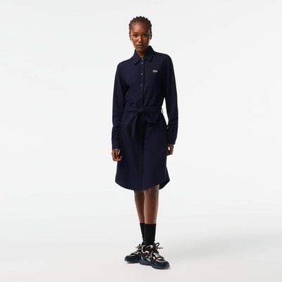 Robe polo avec taille ajustable en piqué de coton LACOSTE