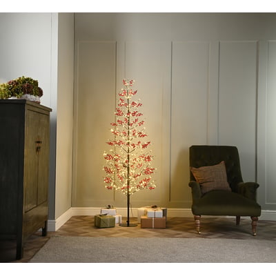 90cm Red Berry Microdot Christmas Tree with Twinkle Lights SO'HOME