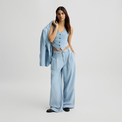 Gilet en denim à rayures craie LIU JO