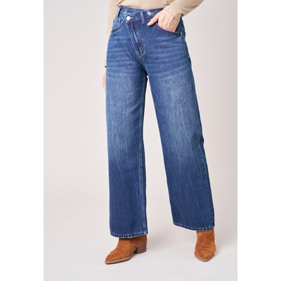 Jean bleu délavé wide leg femme IRIS DEELUXE