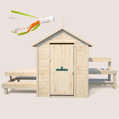Cabane en bois enfant cuisine et table BLANCHE SOULET