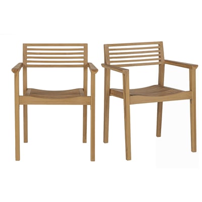Chaises de jardin empilables en bois teck massif (lot de 2) KAYU MILIBOO