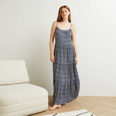 Chemise de nuit longue à fines bretelles imprimée, Ecovero MONOPRIX LINGERIE