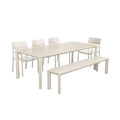 Table de jardin aluminium 1 banc 4 fauteuils SAVANNAH + SACRAMENTO + MADISON SWEEEK