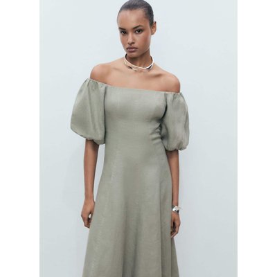 Robe en lin manches bouffantes MANGO