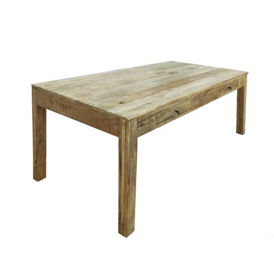 Table rectangulaire 6 places en bois à motifs gravés 160 cm - LILI RENDEZ-VOUS DÉCO
