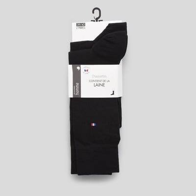 Lot de 2 paires de chaussettes en laine Fabrication Française MONOPRIX