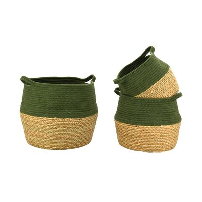 Corbeilles en jonc naturel et teinté kaki (Lot de 3) AUBRY GASPARD