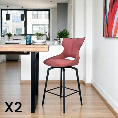 Chaise de bar pivotante tissu rose (lot de 2) LOMBARDIE PIER IMPORT