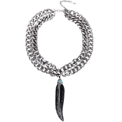 Collier double chaîne avec pendentif plume HINO HIPANEMA