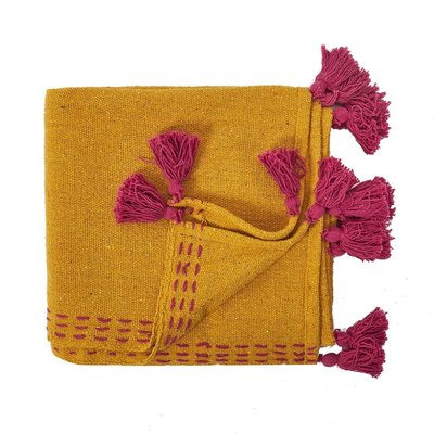 Jeté De Canapé Surpiqué Pompons  130x150 DECORATIE
