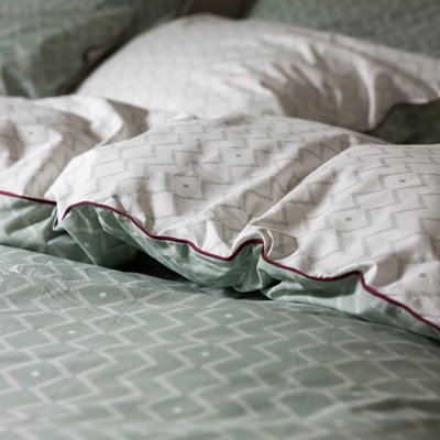 Housse de couette en percale de coton, ETHNIQUE GRAPHIQUE BLANC CERISE