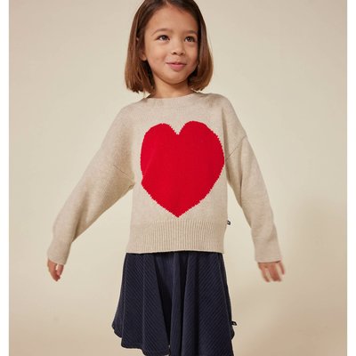 Pull col rond motif coeur PETIT BATEAU