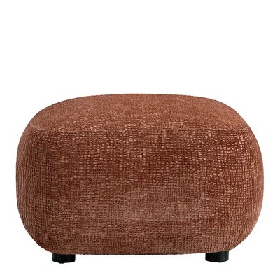 Pouf LISETTE en tissu jacquard de velours - Bois de rose BLANC D’IVOIRE